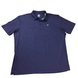 Callaway‎ Polo Shirt Mens 2XL Navy Golf Performance Short Sleeve Slit Pullover